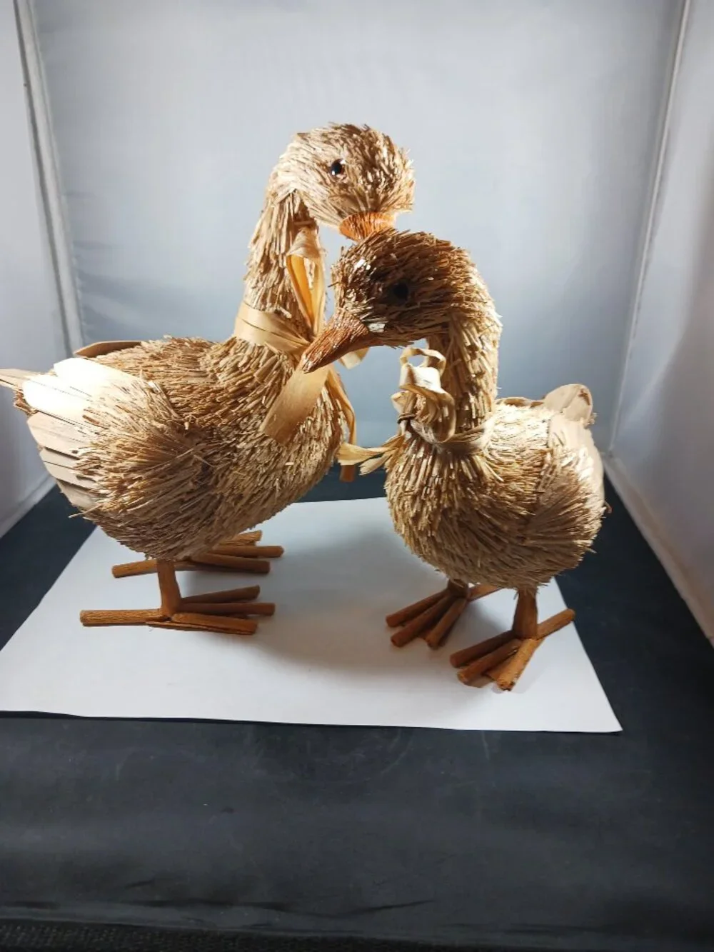 2 Bottlebrush Duck Easter Spring Table Top Home Decor